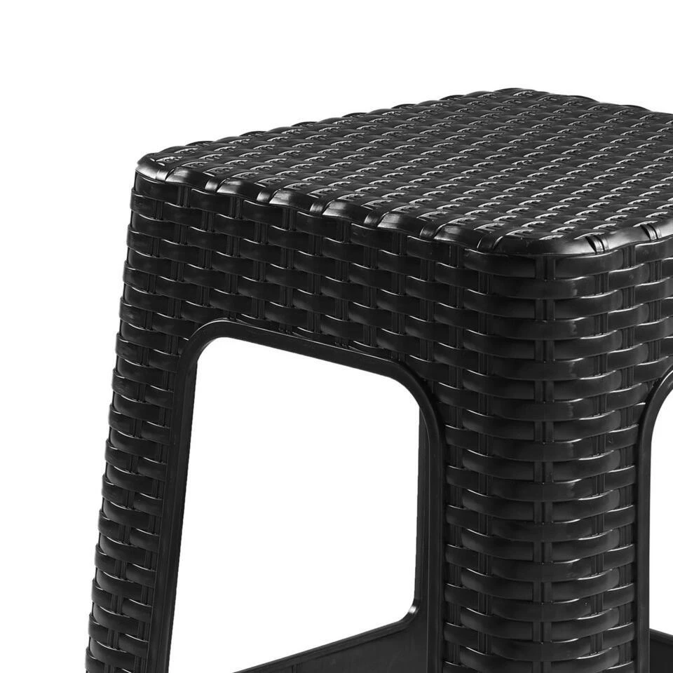 Merkloos Plasticforte Rotan Opstapje/krukje - Kunststof - Zwart 4 Merkloos Plasticforte Rotan Opstapje/krukje - Kunststof - Zwart - Afbeelding 2