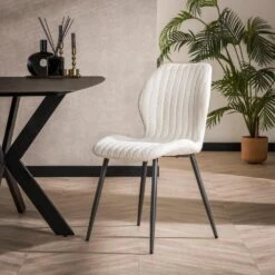 Varadero Eetkamerstoel Bouclé - Stof - Wit -Meubelpromotie 016f1583729345d6b976199766a8dc63