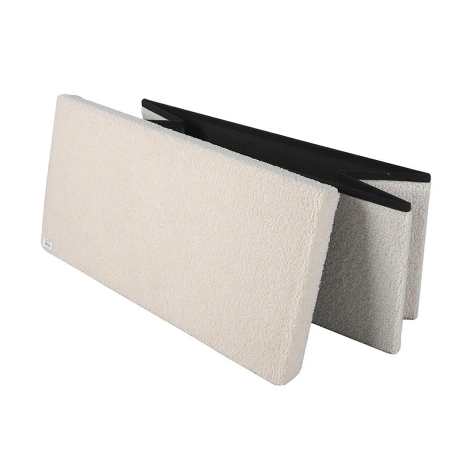 Merkloos Urban Living Poef/hocker/opbergbox - Creme Wit - 76 X 38 X 38 Cm 5 Merkloos Urban Living Poef/hocker/opbergbox - Creme Wit - 76 X 38 X 38 Cm - Afbeelding 3