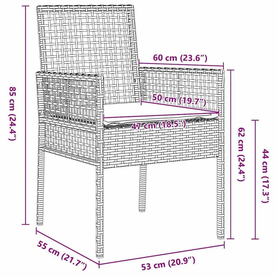 VidaXL - Tuinstoel - Beige - Poly Rattan - 53 X 60 X 85cm 12 VidaXL - Tuinstoel - Beige - Poly Rattan - 53 X 60 X 85cm - Afbeelding 10