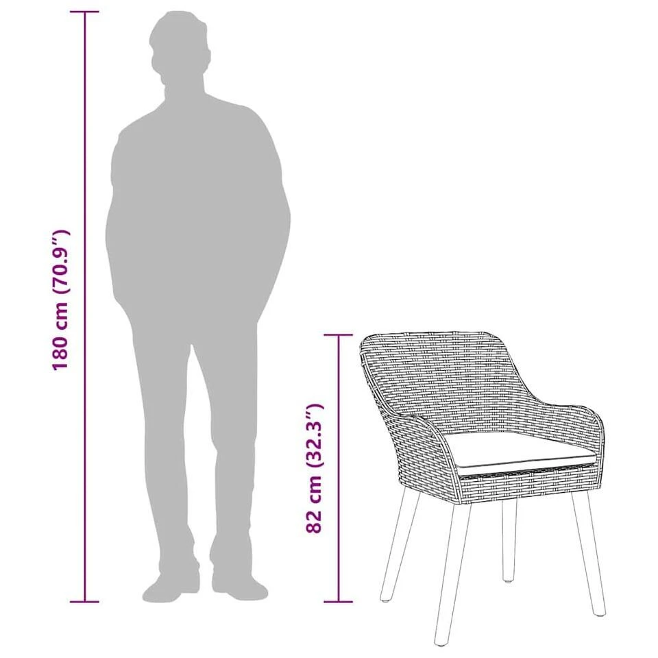 VidaXL - Tuinstoel - Zwart - Poly Rattan - 55 X 62.5 X 82cm 13 VidaXL - Tuinstoel - Zwart - Poly Rattan - 55 X 62.5 X 82cm - Afbeelding 11