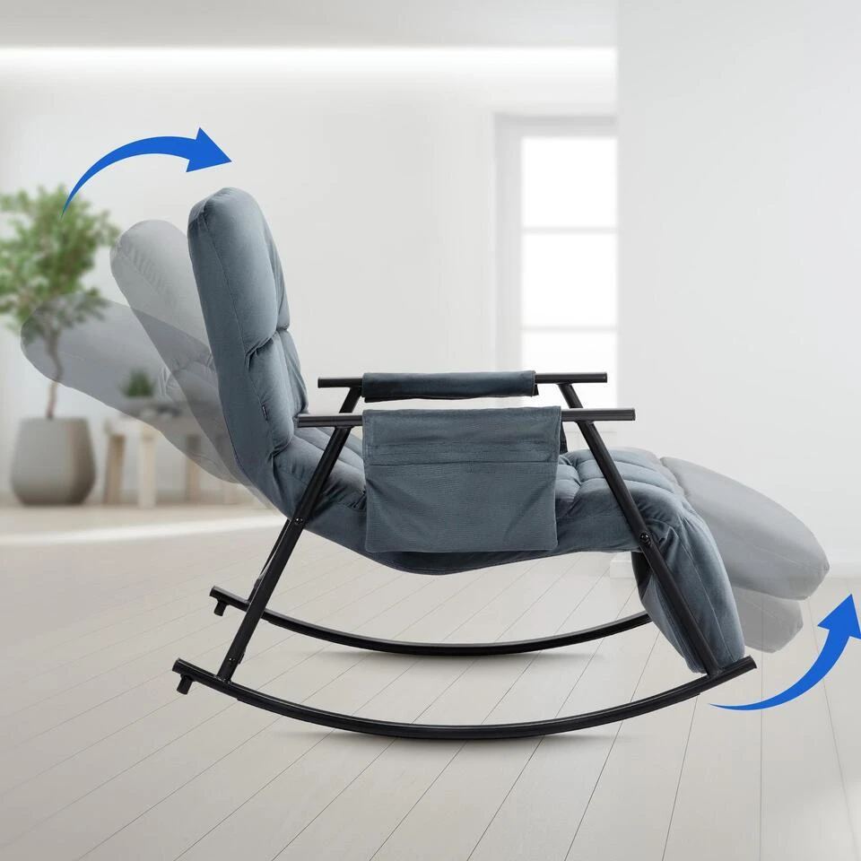 CLP Schommelstoel Cathy Fluweel - Donkergrijs 6 CLP Schommelstoel Cathy Fluweel - Donkergrijs - Afbeelding 4