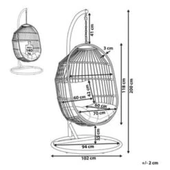 Beliani Hangstoel ALBA - Beige Pe Rotan 7 Beliani Hangstoel ALBA - Beige Pe Rotan -Meubelpromotie 1000000696 0101