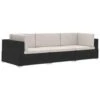 VidaXL 3-delige Loungeset Met Kussens Poly Rattan Zwart -Meubelpromotie 1000002845