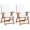 VidaXL Tuinstoelen 2 St Verstelbaar Met Kussens Massief Teakhout Crème 2 VidaXL Tuinstoelen 2 St Verstelbaar Met Kussens Massief Teakhout Crème -Meubelpromotie 1000006225