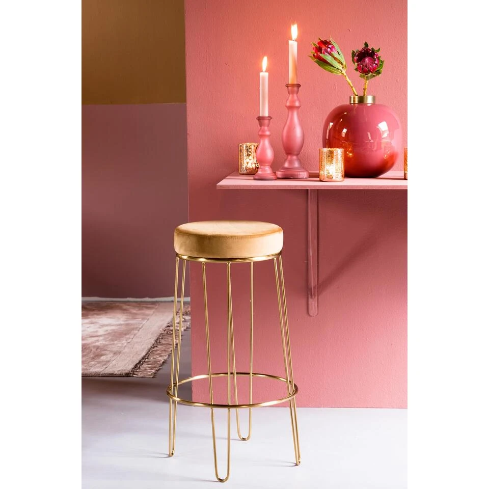 Barkruk Alice - Karamel - Velvet 4 Barkruk Alice - Karamel - Velvet - Afbeelding 2