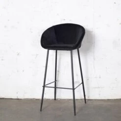 Giga Meubel Barkruk Velvet Zwart - 46x50x102cm - Barkruk Amira