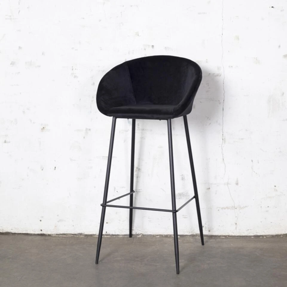 Giga Meubel Barkruk Velvet Zwart - 46x50x102cm - Barkruk Amira 3 Giga Meubel Barkruk Velvet Zwart - 46x50x102cm - Barkruk Amira