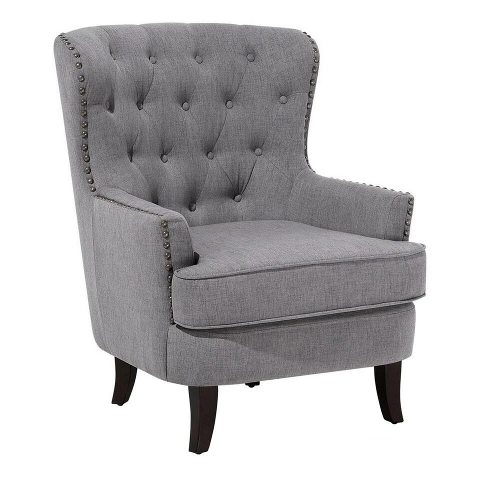 Beliani Fauteuil VIBORG - Grijs Polyester 3 Beliani Fauteuil VIBORG - Grijs Polyester
