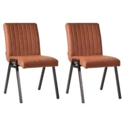 LABEL51 Eetkamerstoel Matz - Cognac - Microfiber