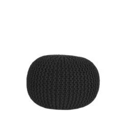 LABEL51 Poef Knitted - Zwart - Katoen - M -Meubelpromotie 1000028484 0101