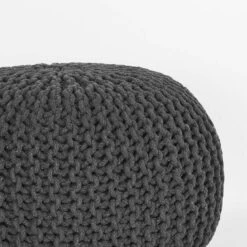 LABEL51 Poef Knitted - Antraciet - Katoen - M -Meubelpromotie 1000028490 0101
