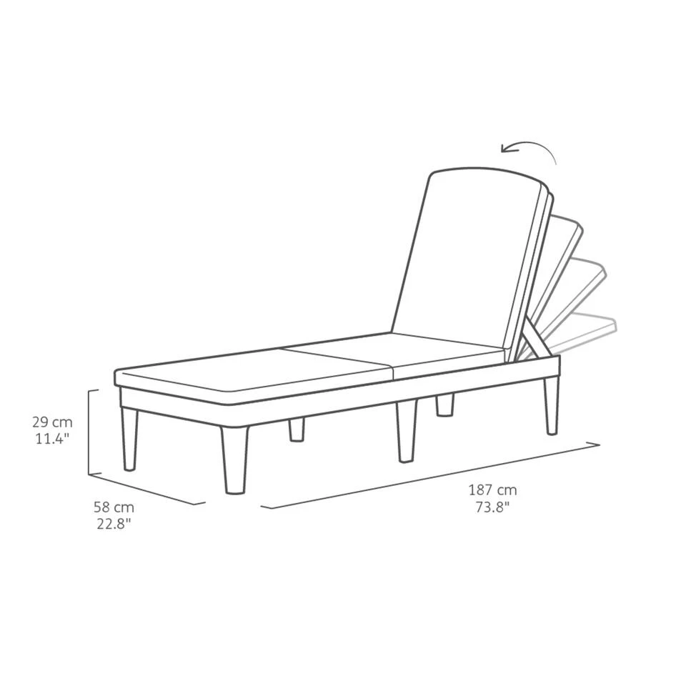 Allibert Jaipur Ligbed - 58x187,5x29 Cm - 2 Stuks - Grafiet 4 Allibert Jaipur Ligbed - 58x187,5x29 Cm - 2 Stuks - Grafiet - Afbeelding 2