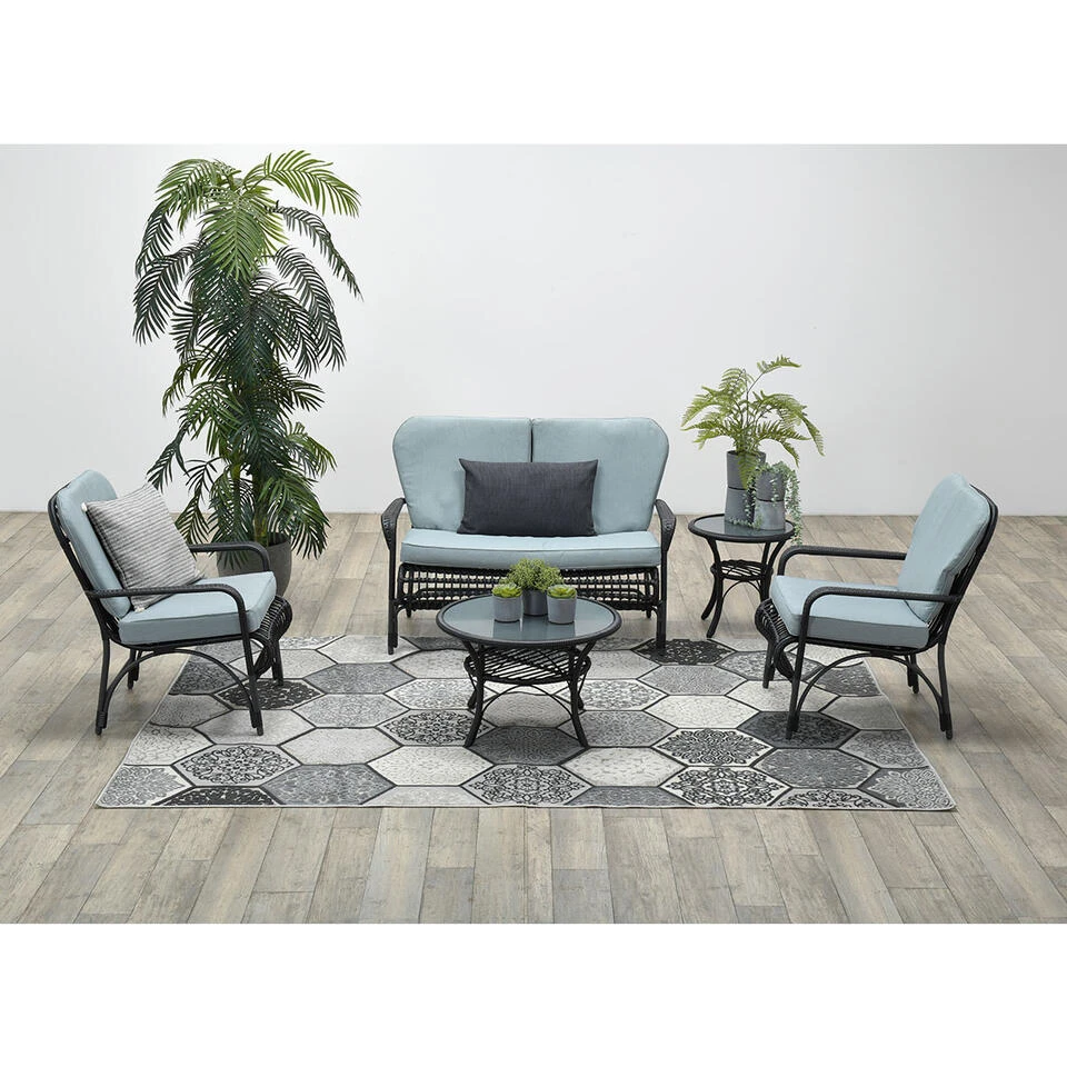 Garden Impressions Olaf Loungeset 5-delig - Zwart 4 Garden Impressions Olaf Loungeset 5-delig - Zwart - Afbeelding 2