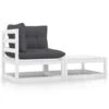 VidaXL 2-delige Loungeset Met Kussens Massief Grenenhout Wit -Meubelpromotie 1000035702