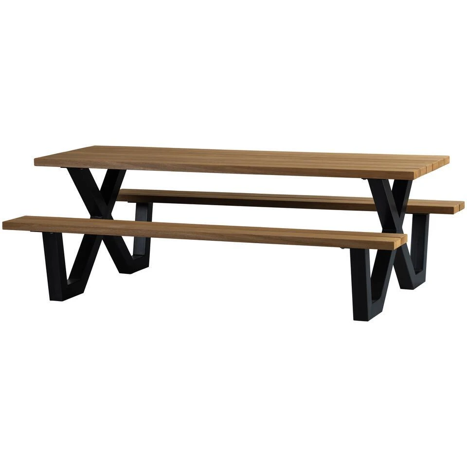 WOOOD Tablo Picknicktafel Met X-poot Buiten - Naturel - 75x206x145 3 WOOOD Tablo Picknicktafel Met X-poot Buiten - Naturel - 75x206x145