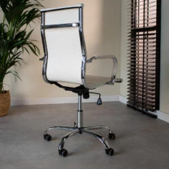 Industriële Bureaustoel Matt Wit Hoog Ecoleder - 50x55x112 Cm - Leder - Wit 8 Industriële Bureaustoel Matt Wit Hoog Ecoleder - 50x55x112 Cm - Leder - Wit -Meubelpromotie 1000042412 0102