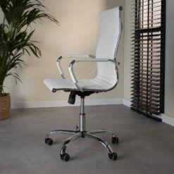Industriële Bureaustoel Matt Wit Hoog Ecoleder - 50x55x112 Cm - Leder - Wit 9 Industriële Bureaustoel Matt Wit Hoog Ecoleder - 50x55x112 Cm - Leder - Wit -Meubelpromotie 1000042412 0103