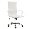 Industriële Bureaustoel Matt Wit Hoog Ecoleder - 50x55x112 Cm - Leder - Wit -Meubelpromotie 1000042412