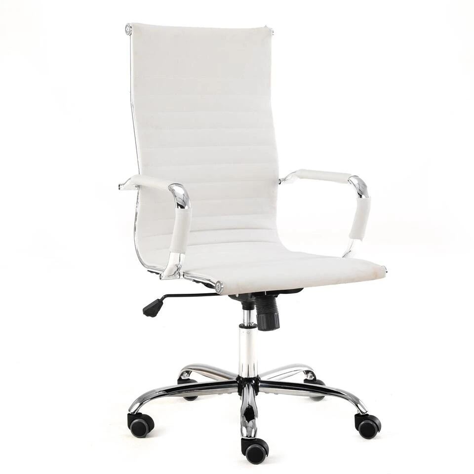 Industriële Bureaustoel Matt Wit Hoog Ecoleder - 50x55x112 Cm - Leder - Wit 3 Industriële Bureaustoel Matt Wit Hoog Ecoleder - 50x55x112 Cm - Leder - Wit