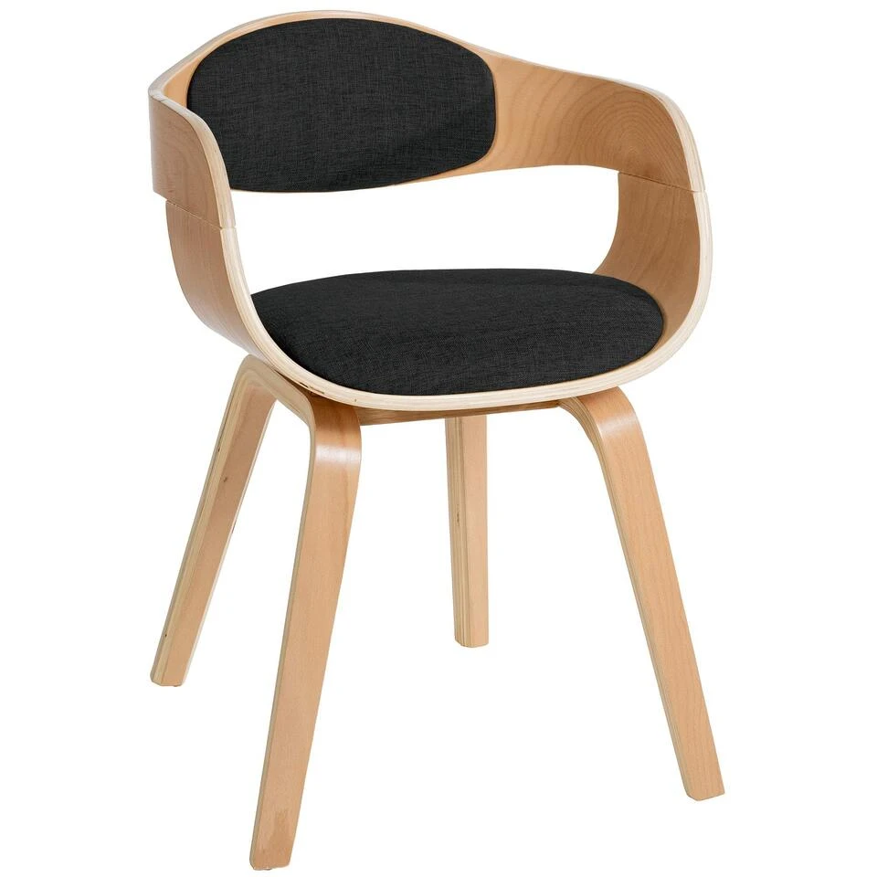 CLP Eetkamerstoel Kingston Natura Frame Stof - Zwart 3 CLP Eetkamerstoel Kingston Natura Frame Stof - Zwart