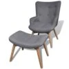 VidaXL Fauteuil Met Voetenbankje Grijs Stof 2 VidaXL Fauteuil Met Voetenbankje Grijs Stof -Meubelpromotie 1000043975
