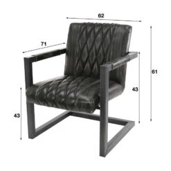 Giga Meubel Fauteuil Pu-Leer Zwart - 62x71x81cm - Stalen Onderstel -Meubelpromotie 1000044348 0102