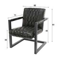 Giga Meubel Fauteuil Pu-Leer Zwart - 62x71x81cm - Stalen Onderstel -Meubelpromotie 1000044348 0103
