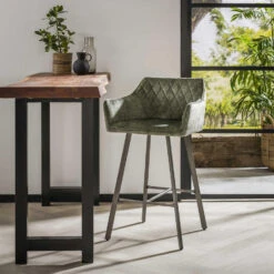 Giga Meubel Barstoel Met Armleuning Velvet - Groen - Stoel Nexus -Meubelpromotie 1000049932 0101
