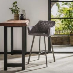 Giga Meubel Barstoel Met Armleuning Velvet - Groen - Stoel Nexus -Meubelpromotie 1000049932 0102