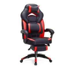 Luxe Gamestoel - Met Hoofdkussen - Kunstleer - Zwart & Rood