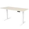 Elektrisch Verstelbaar Bureau - 140x80 Cm - Dual Motor - Wit / Licht Eiken -Meubelpromotie 1000055998