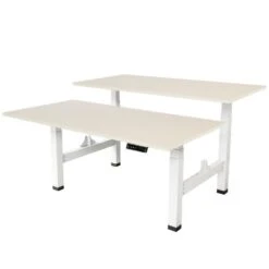 Elektrisch Verstelbaar Duo Bureau - 160x80 Cm - Two Dual Motor - Wit / Licht Ei