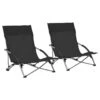 VidaXL Strandstoelen 2 St Inklapbaar Stof Zwart 2 VidaXL Strandstoelen 2 St Inklapbaar Stof Zwart -Meubelpromotie 1000056430