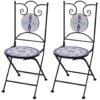VidaXL Bistrostoelen Inklapbaar 2 St Keramiek Blauw En Wit
