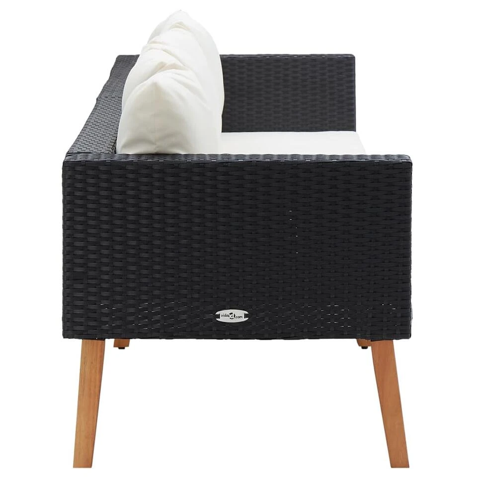 VidaXL Tuinbank 3-zits Met Kussens Poly Rattan Zwart 4 VidaXL Tuinbank 3-zits Met Kussens Poly Rattan Zwart - Afbeelding 2