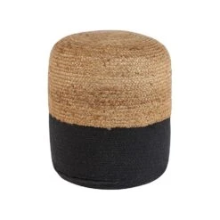 Beliani Poef DALAMA - Zwart Katoen, Jute