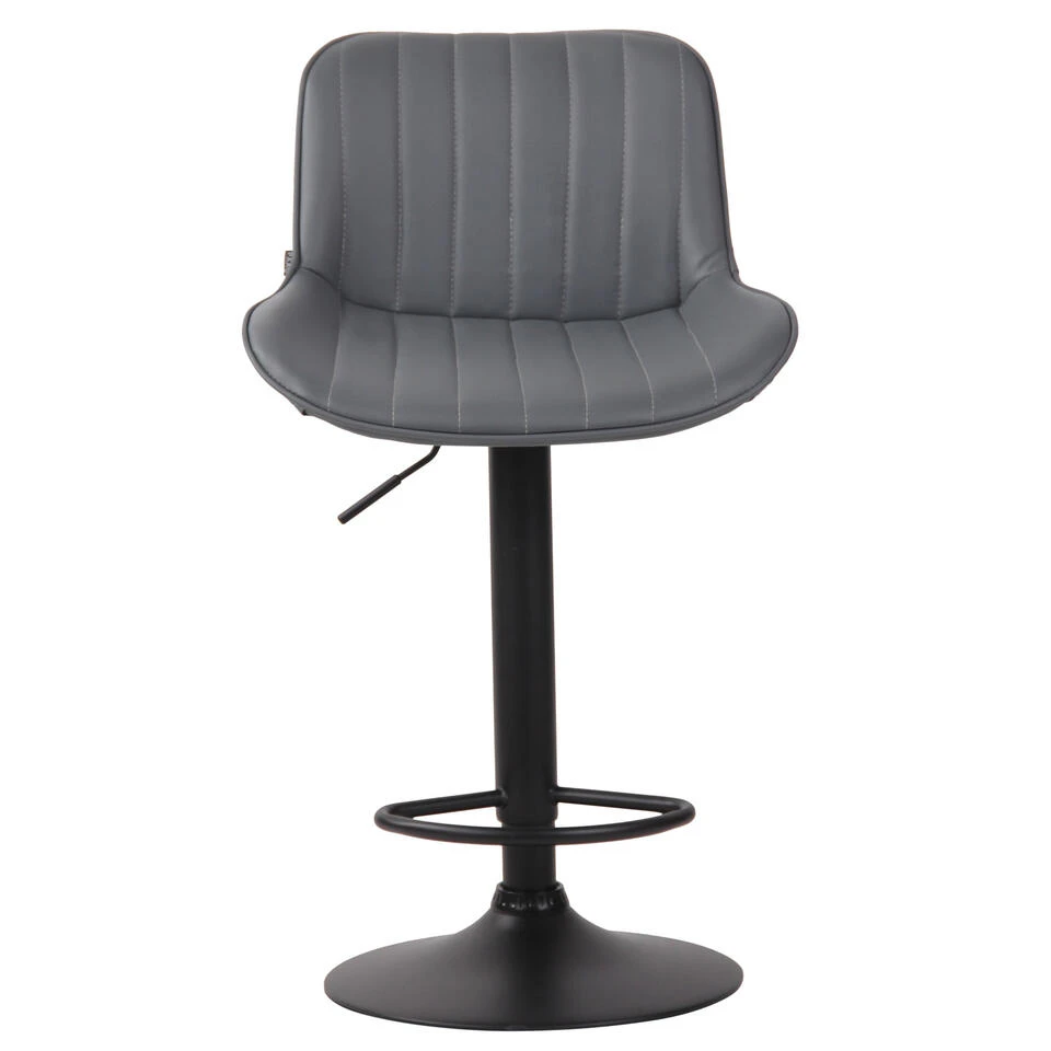 CLP Barkruk Lentini Zwart Frame Kunstleder Grijs 4 CLP Barkruk Lentini Zwart Frame Kunstleder Grijs - Afbeelding 2