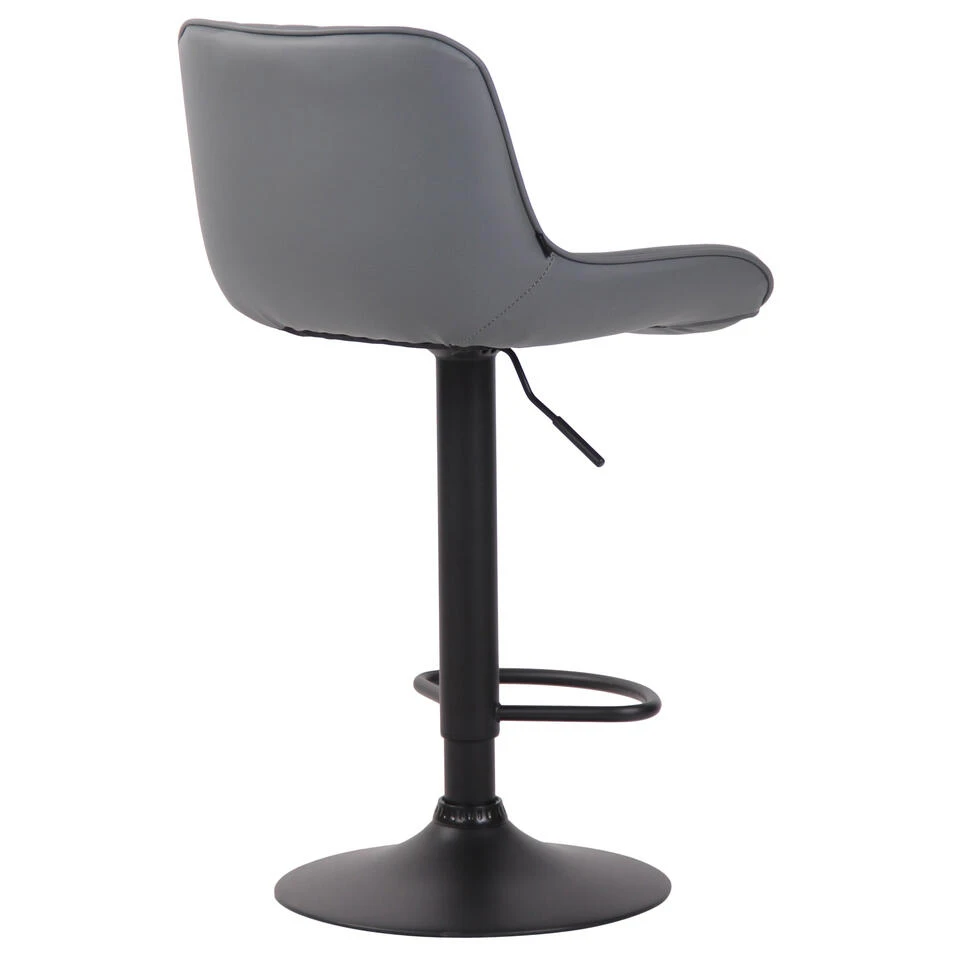 CLP Barkruk Lentini Zwart Frame Kunstleder Grijs 6 CLP Barkruk Lentini Zwart Frame Kunstleder Grijs - Afbeelding 4