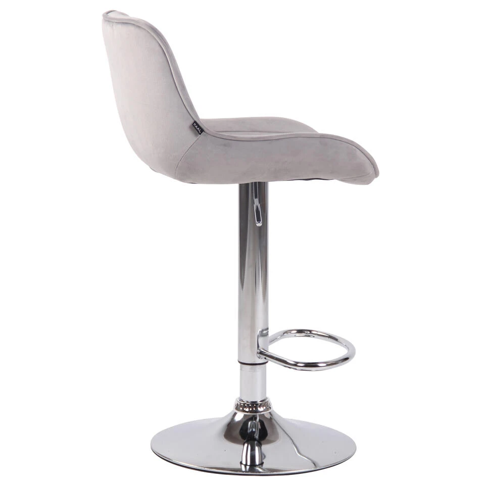 CLP Barkruk Lentini Chroomlook Frame Fluweel Zilverkleurig 5 CLP Barkruk Lentini Chroomlook Frame Fluweel Zilverkleurig - Afbeelding 3