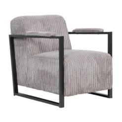 Moderne Fauteuil Madeline Ribstof Lichtgrijs - Stof - Grijs