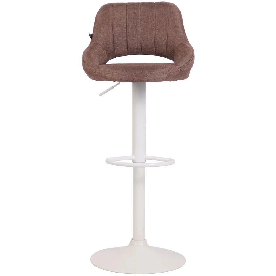 CLP Barkruk Milet Frame Wit Stof Bruin 4 CLP Barkruk Milet Frame Wit Stof Bruin - Afbeelding 2