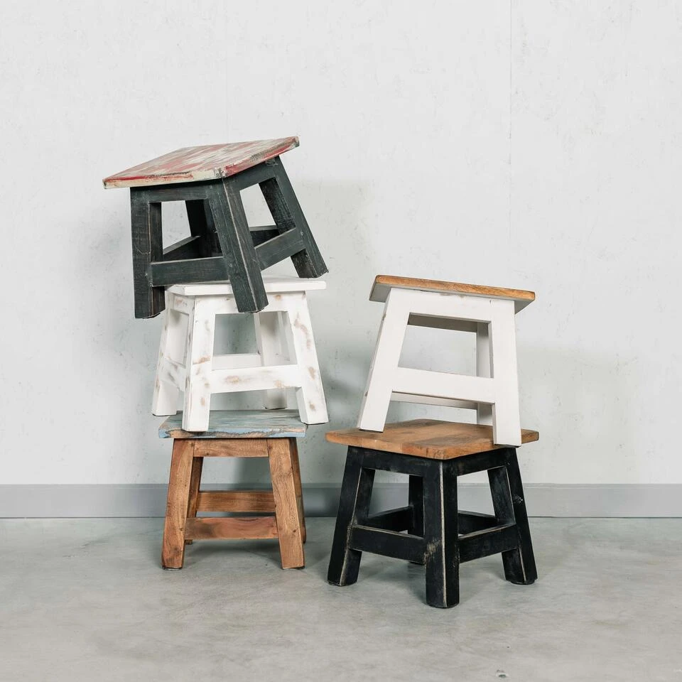 Rootsmann Houten Krukje - Grijs - Hout 5 Rootsmann Houten Krukje - Grijs - Hout - Afbeelding 3