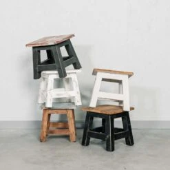 Rootsmann Houten Krukje - Mixkleur Zwart - Hout -Meubelpromotie 1000074653 0102