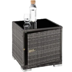 Tectake - 2 Aluminium Ligbedden Incl. Tafel-Wicker Tuinset -grijs -Meubelpromotie 1000077824 0102