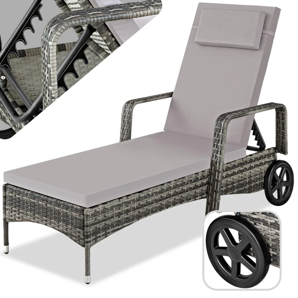 Tectake -ligbed-Wicker Grijs 3 Tectake -ligbed-Wicker Grijs