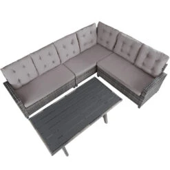 Tectake - Loungeset Catania - Wicker - Grijs 9 Tectake - Loungeset Catania - Wicker - Grijs -Meubelpromotie 1000077888 0103