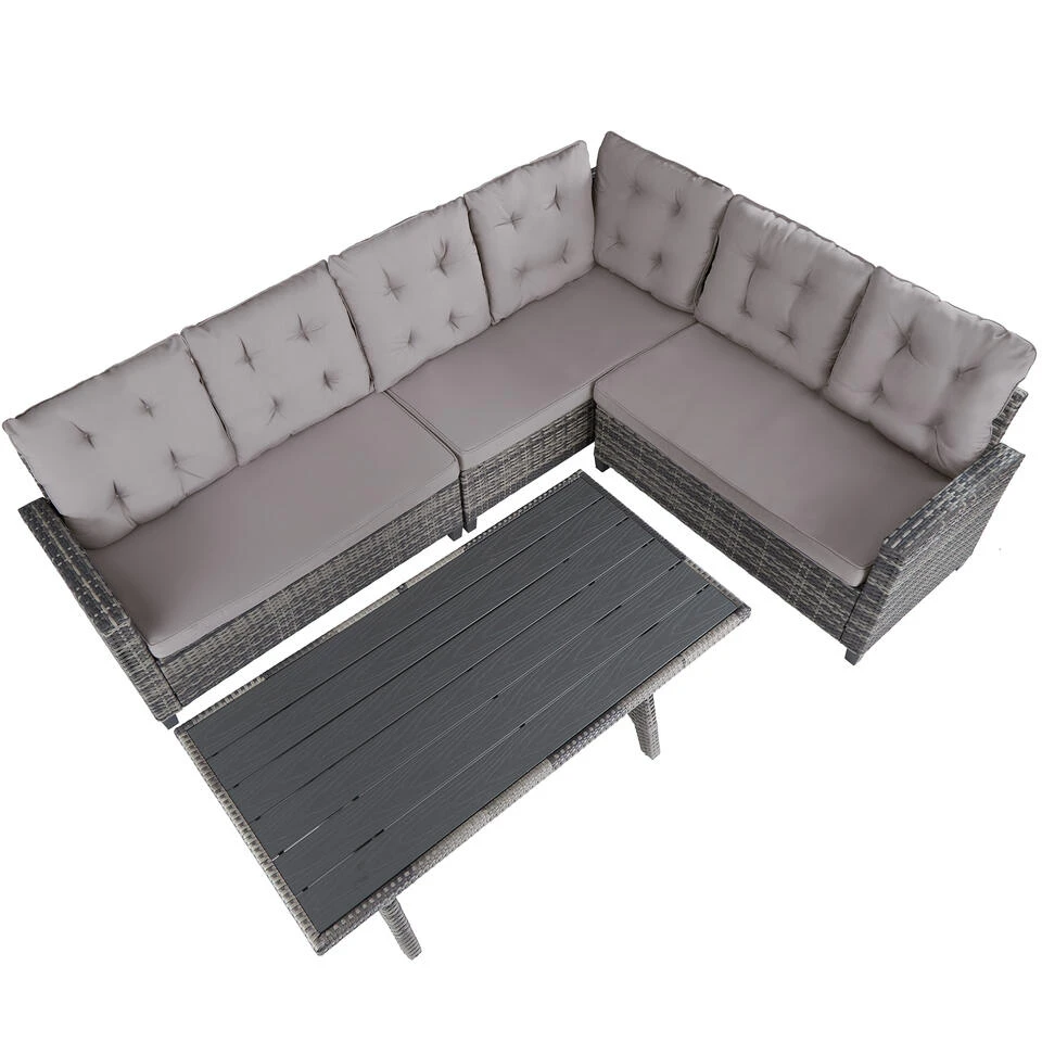 Tectake - Loungeset Catania - Wicker - Grijs 6 Tectake - Loungeset Catania - Wicker - Grijs - Afbeelding 4