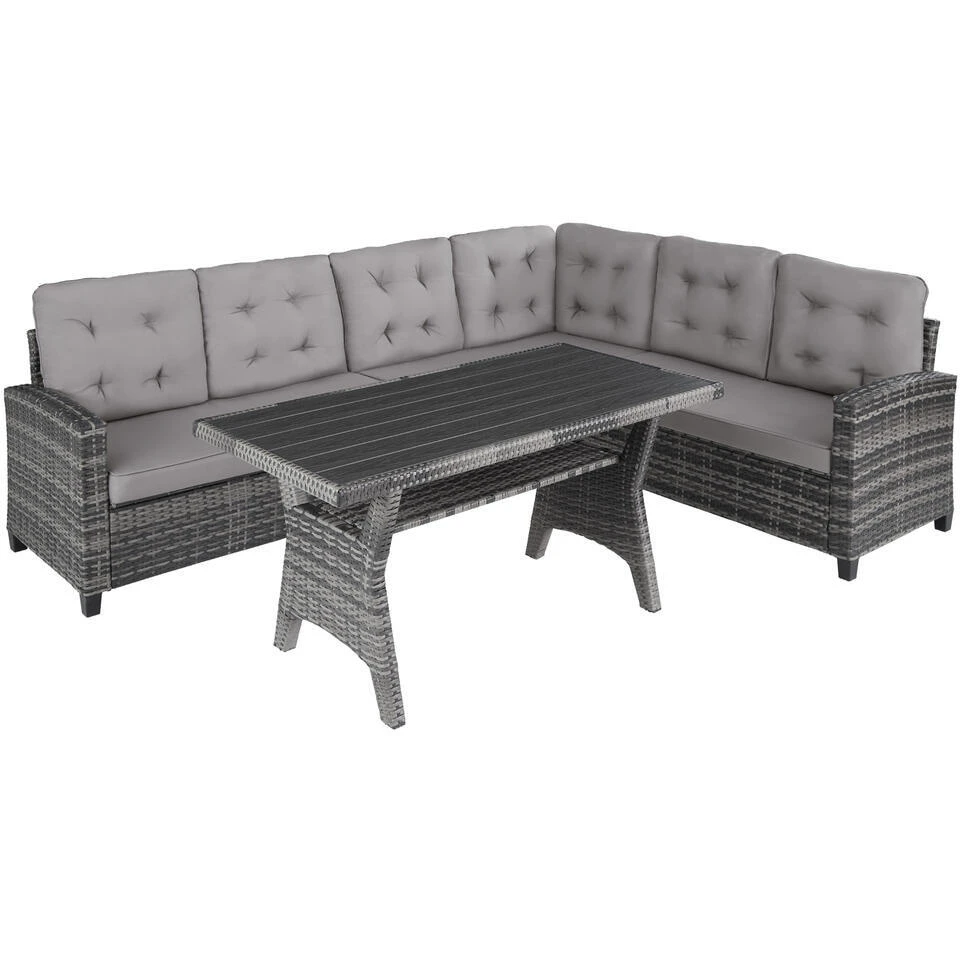 Tectake - Loungeset Catania - Wicker - Grijs 3 Tectake - Loungeset Catania - Wicker - Grijs