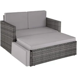Tectake - Loungesofa Corfu-wicker Tuinset- Grijs